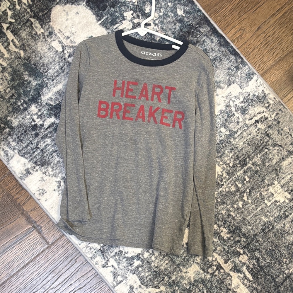 Crewcuts Gray Long Sleeve 'Heart Breaker' Tee